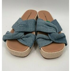 Lucky Brand Grenly Blue Fabric Twist Espadrille Slide Slip On Sandal Size 8/38.5